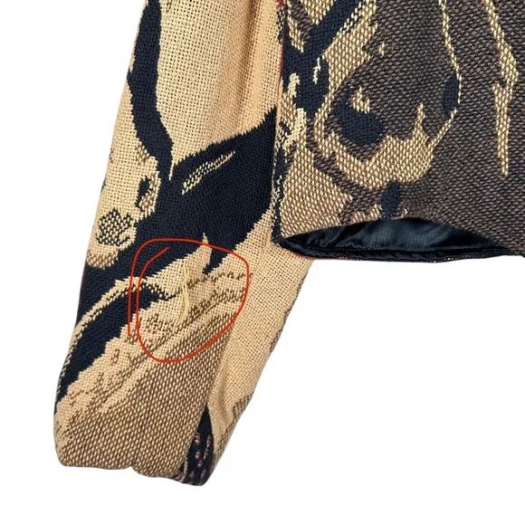 VINTAGE Cropped Horse Print Fringed Throw Blanket Western Jacket - Picture 11 of 14